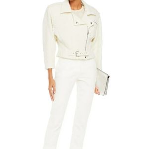 Iro Phyta Ivory Cropped Boucle-Tweed Biker Jacket